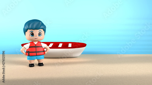 Personaje con barco photo