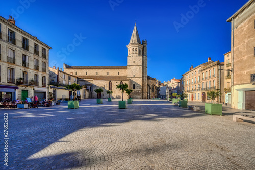 Madeleine Church and Place de la Madeleine in the city of Beziers, Herault Department, France photo
