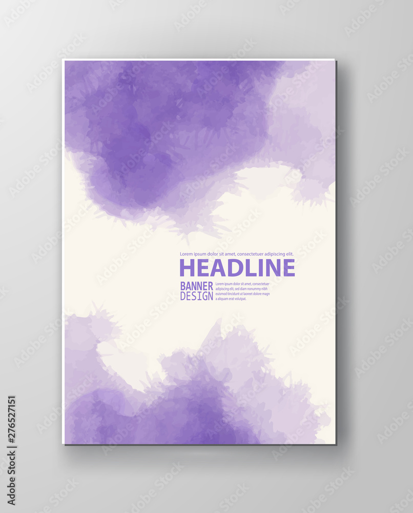 Watercolor purple color design banner. Abstract vector illustration.