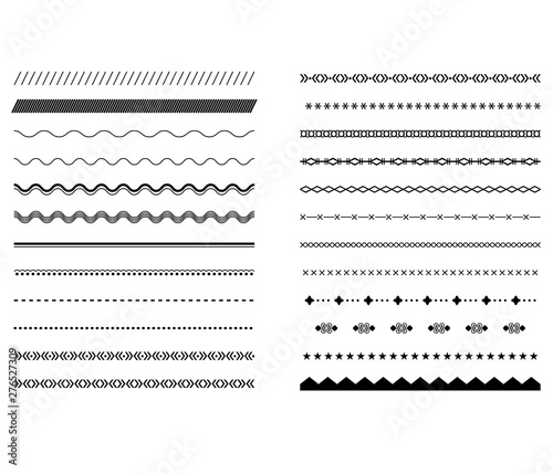 Hand drawn vector dividers. Lines, borders and laurels set. Doodle design elements.