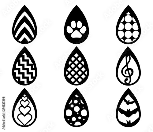 Teardrop Earrings, Earrings Template, Laser Cut Pendant, Faux Leather Bijouterie Design, Leather Earring