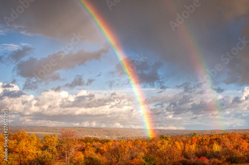 Beautiful Double Rainbow Over Countryside In Northwest Pennsylvania Venango Valley View