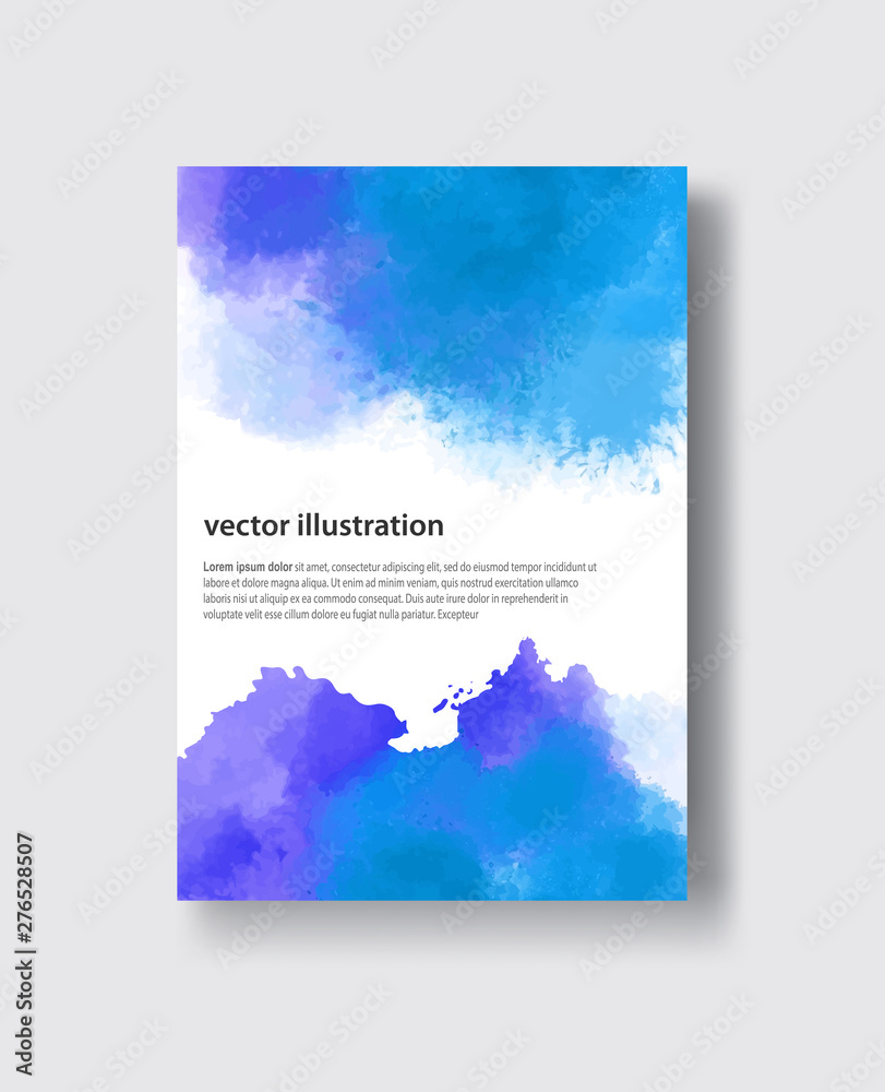 Watercolor blue sea color design banner. Abstract vector illustration.