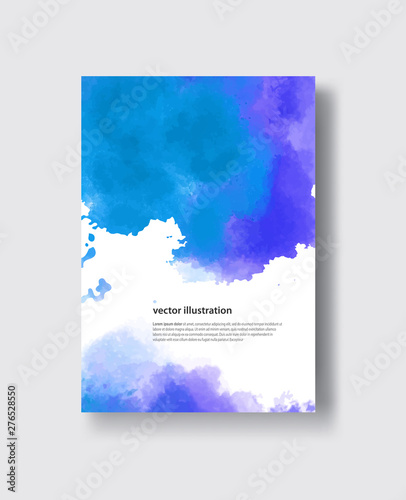 Watercolor blue sea color design banner. Abstract vector illustration. © sdmix