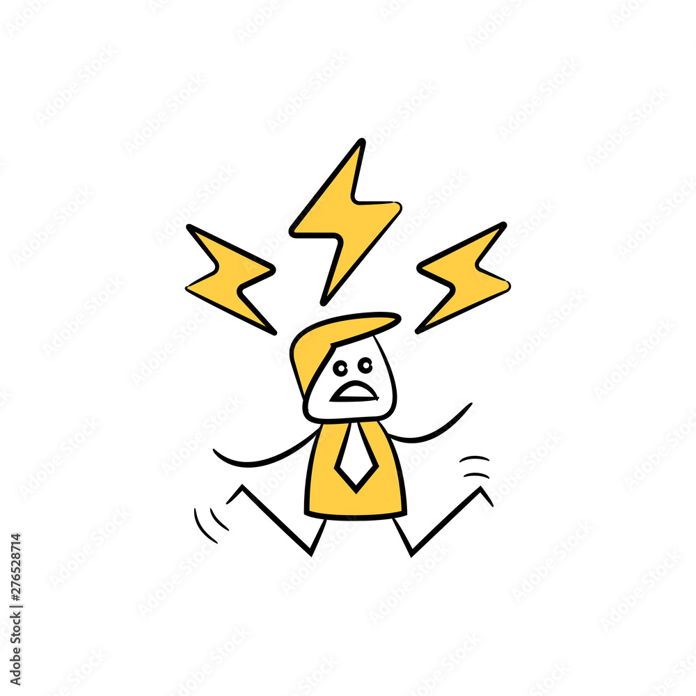 businessman and thunderbolt yellow hand drawn theme businessman and thunderbolt yellow hand drawn theme