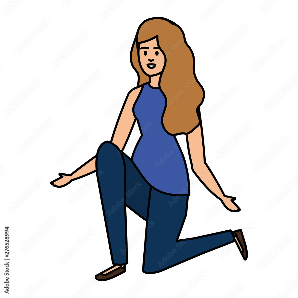 young woman female character icon young woman female character icon
