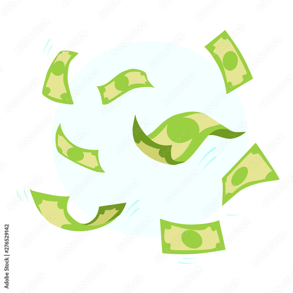 Falling dollar banknotes, money rain, flat vector illustration isolated on white background. American dollar falling set, animation ready. Falling dollar banknotes, money rain, flat vector illustration isolated on white background. American dollar falling set, animation ready.