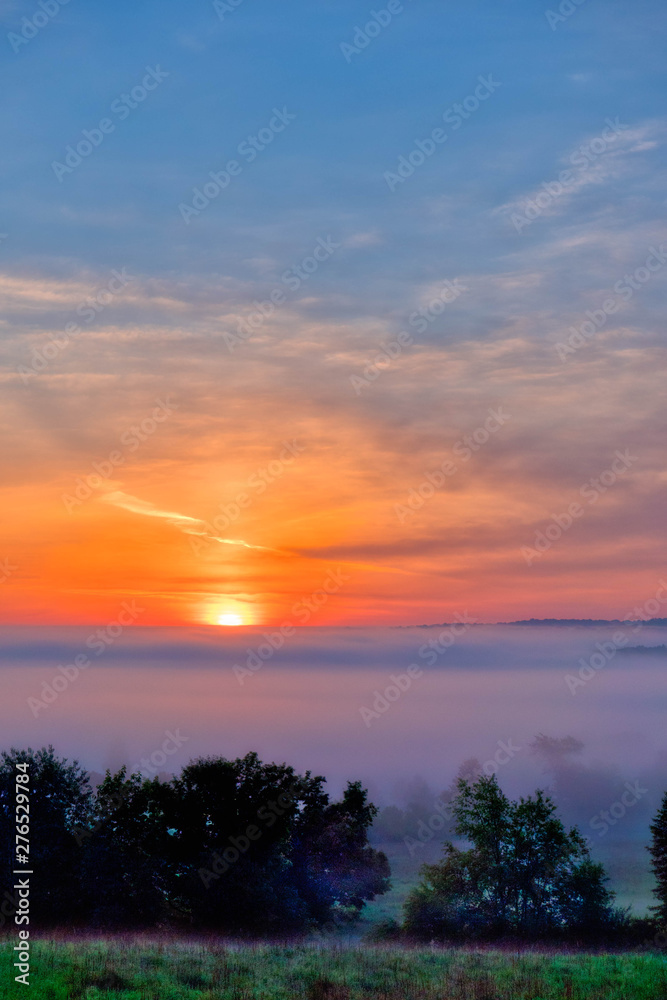 Foggy Morning Sunrise Over Venango Valley Northwest Pennsylvania