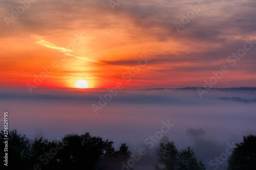 Foggy Morning Sunrise Over Venango Valley Northwest Pennsylvania