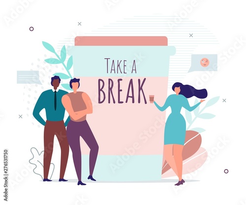 Take Brake Motivation Banner with Office People