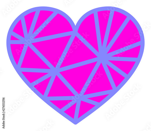 Mesh pink heart raster icon. Illustration contains flat mesh pink heart iconic symbol isolated on a white background.