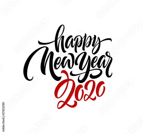 Happy New Year 2020. Lettering greeting inscription. Vector illustration