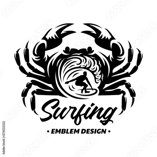 Surfing emblems, illustrations, t-shirt designs vector on white background