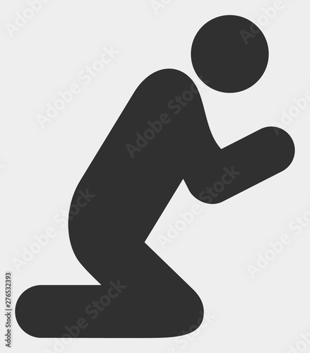 Pray person raster icon. Illustration contains flat pray person iconic symbol isolated on a white background.