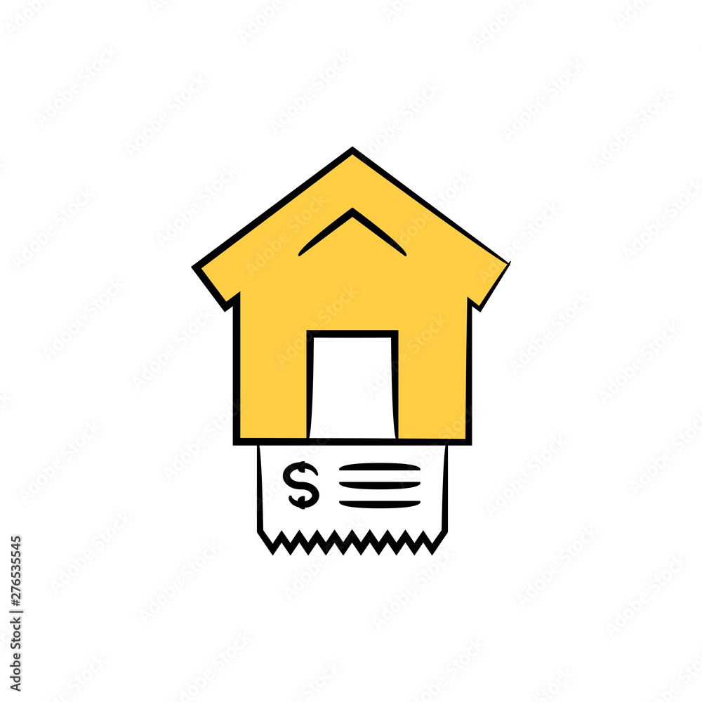 home and bill icon yellow hand drawn theme home and bill icon yellow hand drawn theme