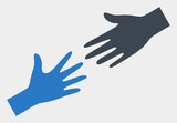 Help hand raster pictograph. Illustration contains flat help hand iconic symbol isolated on a white background.