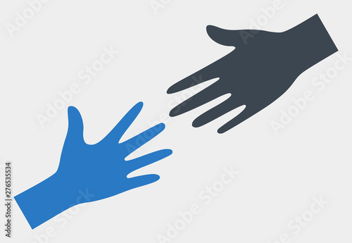 Help hand raster pictograph. Illustration contains flat help hand iconic symbol isolated on a white background.