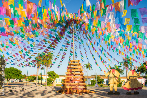 Oeiras, Brazil - Circa June 2019: Decorations for the June Festivals (aka festas de Sao Joao) in the historic center of Oeiras, Piaui