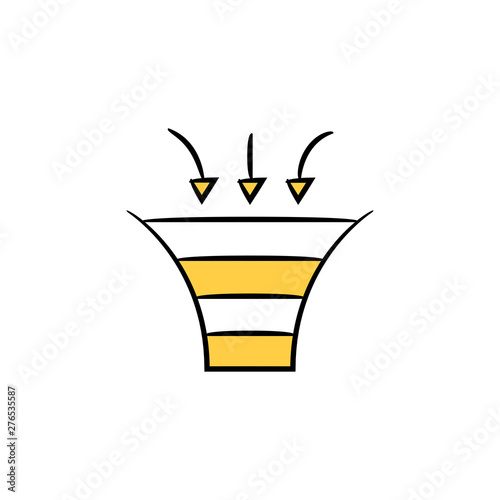 filter  funnel icon yellow hand drawn theme