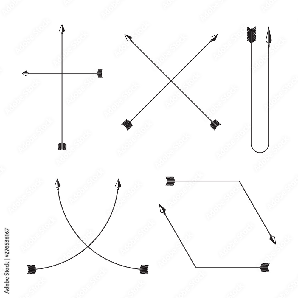 Fototapeta premium thin line bow arrows illustration set