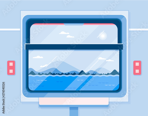 View from train window. Stylish modern flat design.