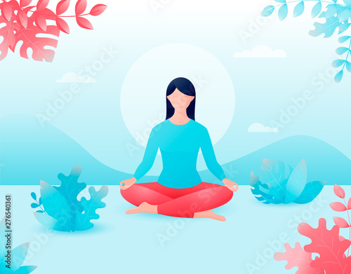Vector concept of meditation, the health benefits for the body.