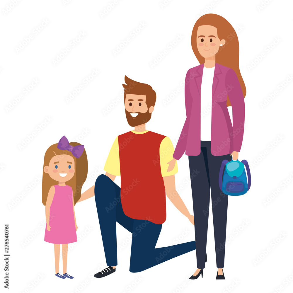 Fototapeta premium happy student girl with couple teachers