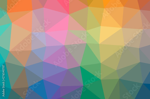 Illustration of abstract Blue, Green, Orange, Yellow horizontal low poly background. Beautiful polygon design pattern.