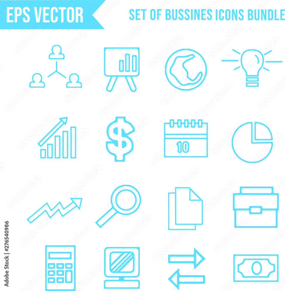 Set Of Bussines Blue Icons Bundle Set Of Bussines Blue Icons Bundle
