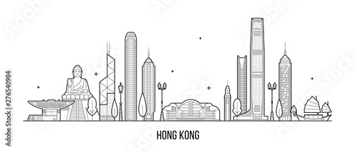 Hong Kong skyline People Republic of China vector photo