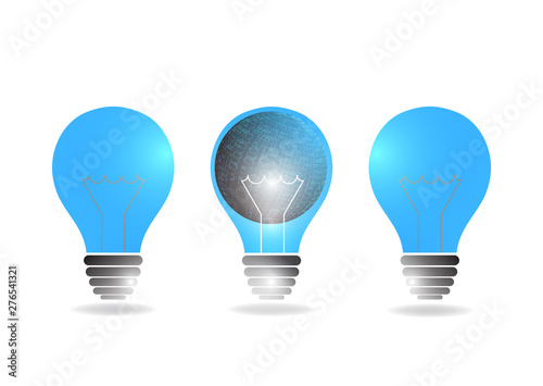 Abstract light bulb illuminates. The concept of global energy saving. The concept of a new business idea, discovery.