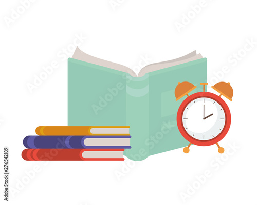 book of school with alarm clock icon