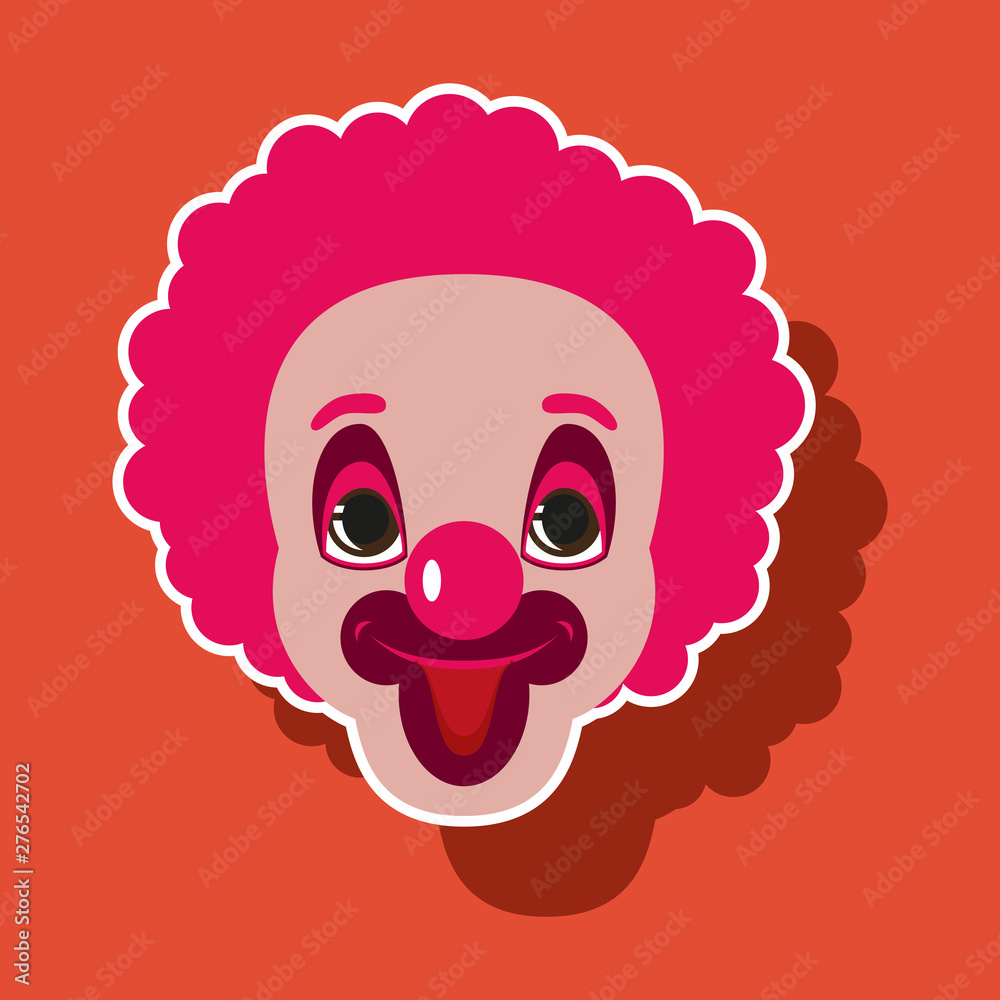 realistic paper sticker on theme humor cheerful clown