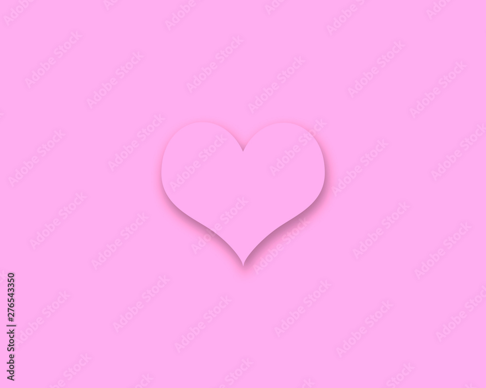 pink heart with shadow on pink background