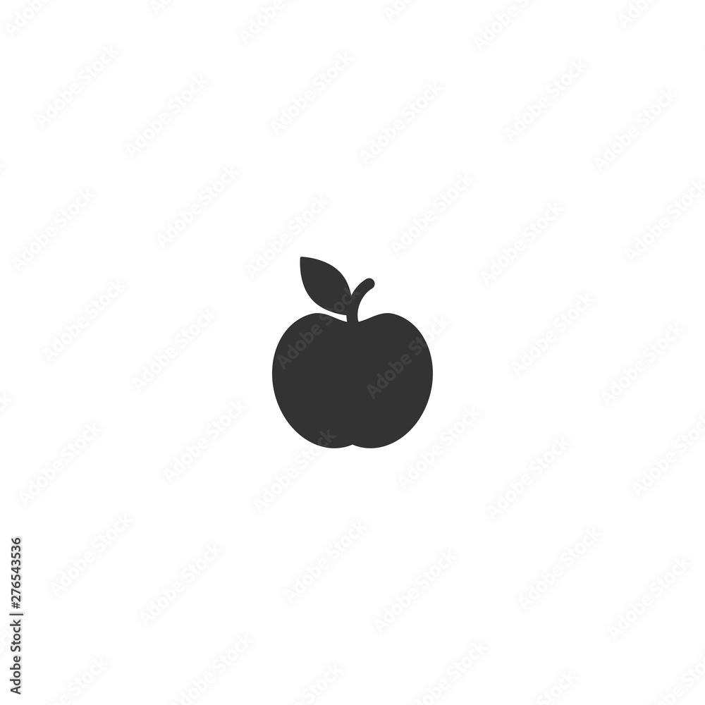Black apple icon. Flat pictogram isolated on white. Vector illustration. Black apple icon. Flat pictogram isolated on white. Vector illustration.