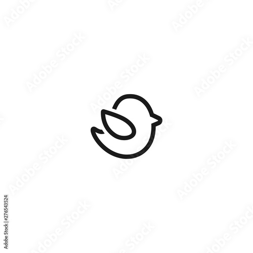 Simple bird line silhouette isolated on white background. Vector illustration. Flat Icon. photo