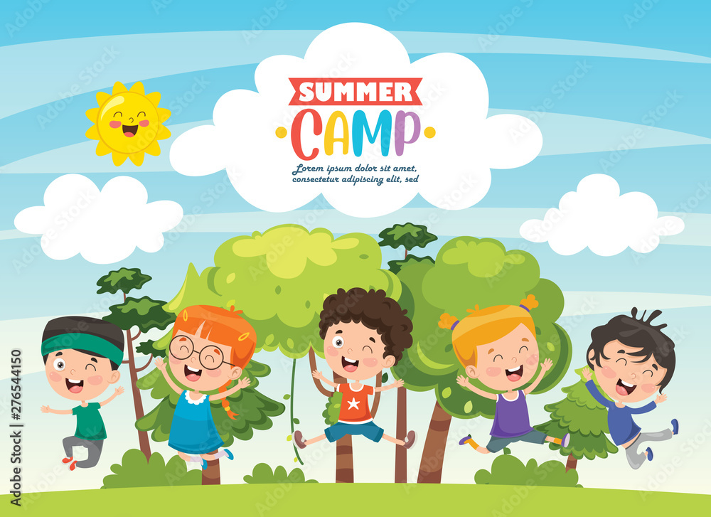 Vector Illustration Of Kids Summer Camp Vector Illustration Of Kids Summer Camp