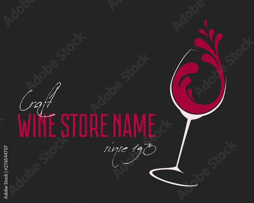 Glass of Wine with splash logo design