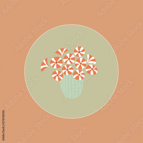   Vector petunia. Garden, summer flowers. Bright flowers in pots for balconies and terraces. Red, striped flower.