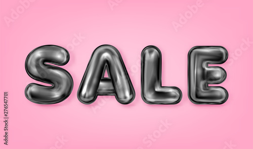 Sale black latex lettering on the pink background