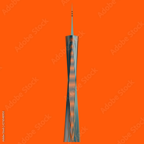 Guangzhou Skyline Stamp City Silhouette Vector design Canton tower