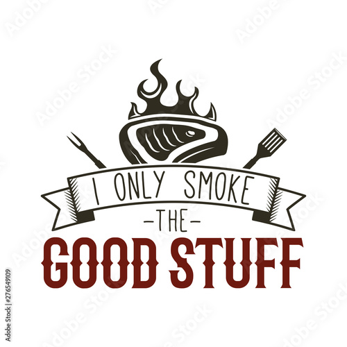 Vintage bbq grill graphics for t-shirt, other prints. Retro barbecue typography tee, emblem for anyone who love summer barbeque with friends and family. Stock Vector