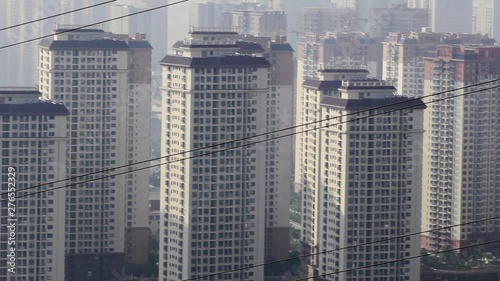 Polluted, Chinese ghost city in the morning