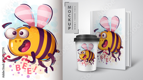 Horror cartoon bee - mockup for your idea