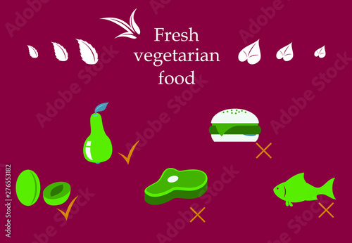 Vegetarian menu for cafe and restaurants. Vegan vegetable labels for natural products.