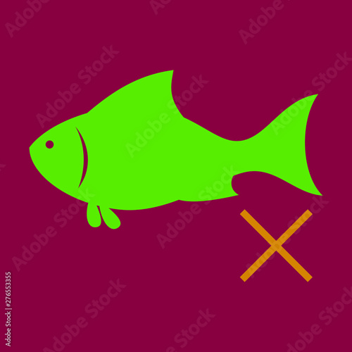 Flat fish drawing. seafood illustration. Great for menu, poster or label. photo