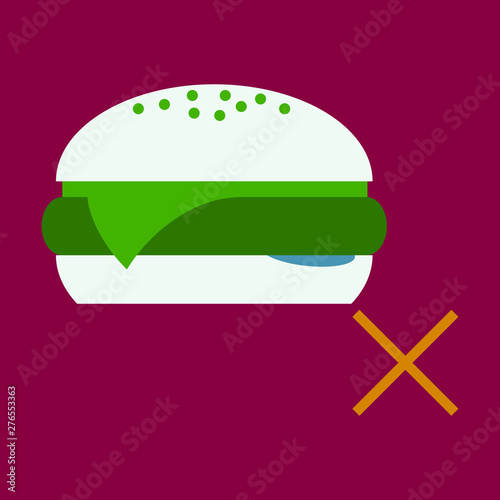 Flat Hamburger Classic Burger American Cheeseburger with Lettuce Tomato Onion Cheese Beef and Sauce