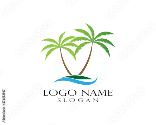 summer tree palm logo icon vector template