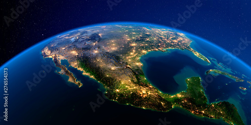 Slika na platnu Detailed Earth at night. Mexico