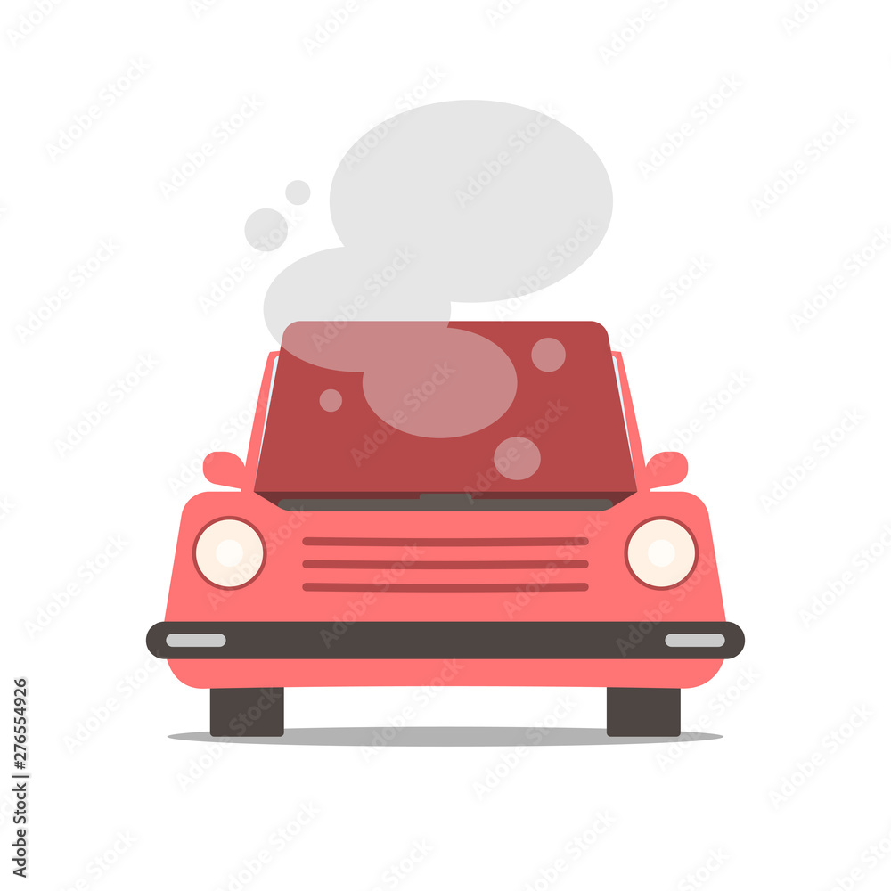 Broken car with open hood Broken car with open hood